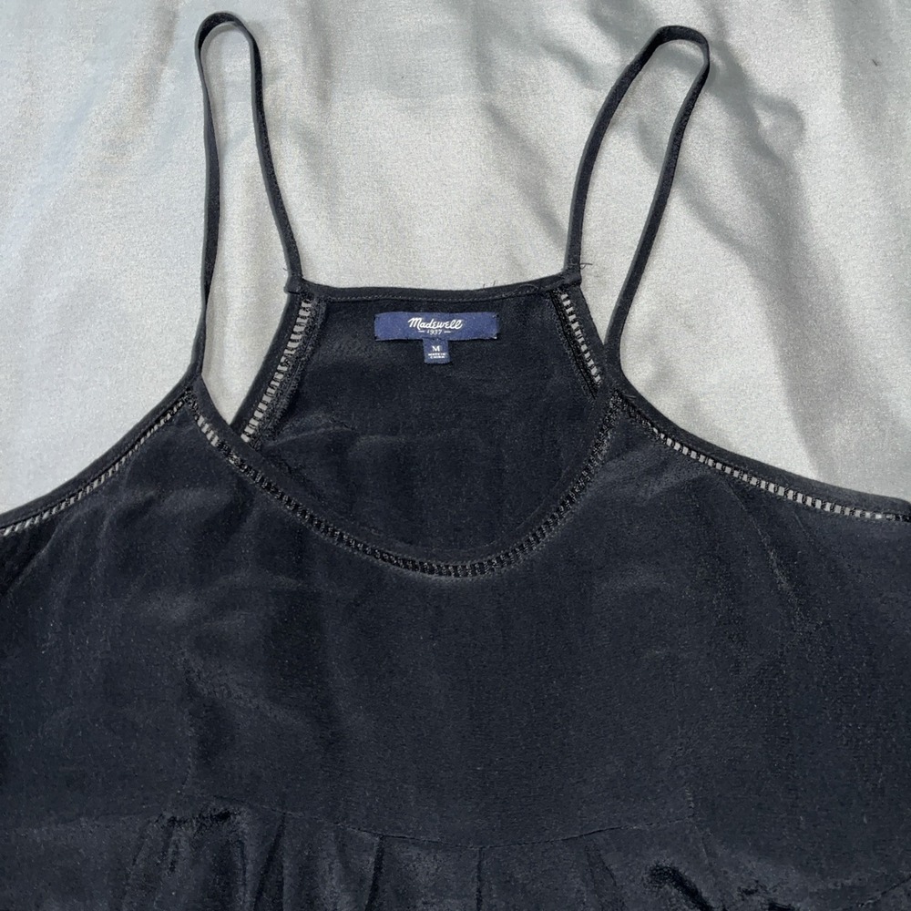 Madewell Women's Size Medium Lightweight Black Racer Back Spaghetti Strap Tank - Picture 2 of 12